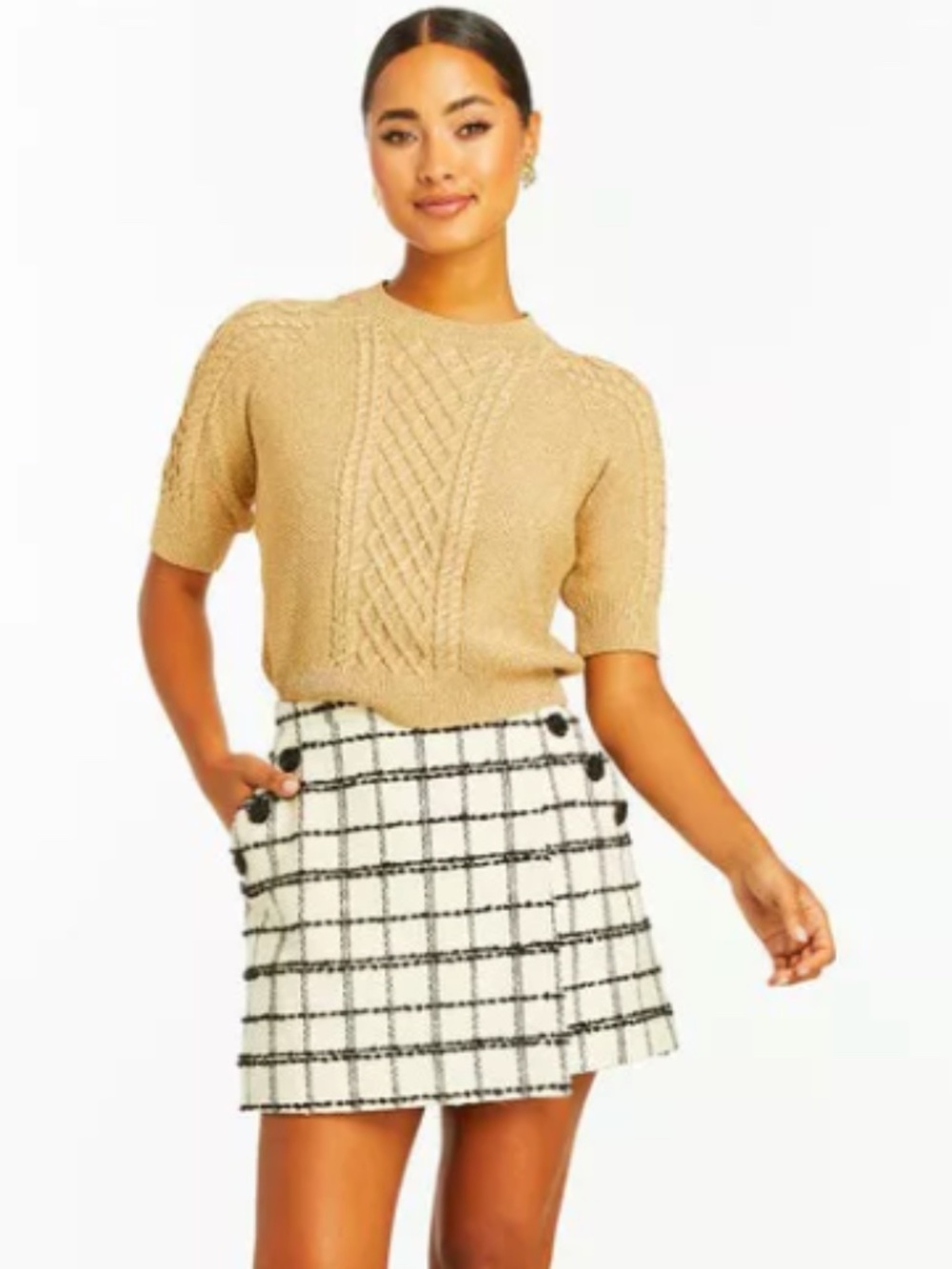 Mestiza New ork Enya sweater metallic lurex yarn gold XL - Picture 5 of 10